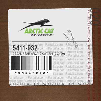 5411-932 DECAL,REAR-ARCTIC CAT-RH (DVX 90)                                                                    