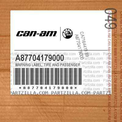 A87704179000 Warning Label, Tire And Passenger
