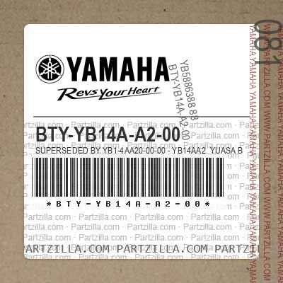 BTY-YB14A-A2-00 Superseded by YB1-4AA20-00-00 - YB14AA2  YUASA BATTE