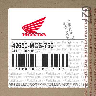 42650-MCS-760 WHEEL SUB-ASSY., RR.