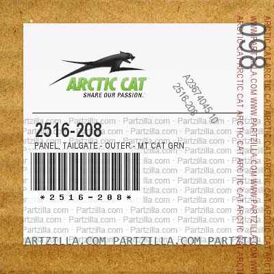 2516-208 Panel, Tailgate - Outer - Mt Cat Grn