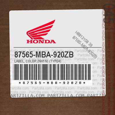 87565-MBA-920ZB LABEL, COLOR (NH1N) (TYPE4)