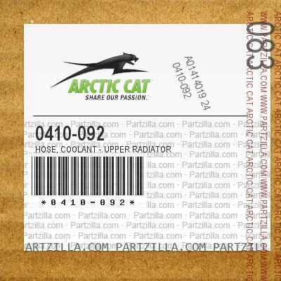 Arctic Cat 0410-092 HOSE,COOLANT UPPER RADIATOR 