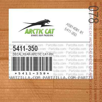 5411-350 DECAL,REAR-ARCTIC CAT-RH                                                                             