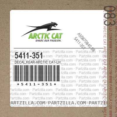 5411-351 DECAL,REAR-ARCTIC CAT-LH                                                                             