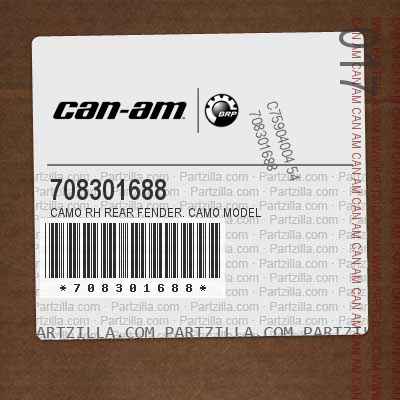 708301688 Camo RH Rear Fender. Camo Model