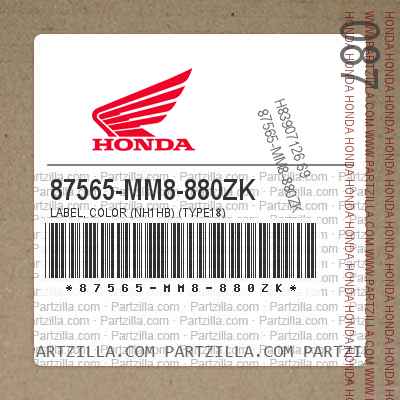 87565-MM8-880ZK LABEL, COLOR (NH1HB) (TYPE18)