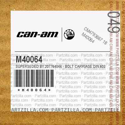 M40064 Superseded by 207764044 - BOLT CARRIAGE DIN.603