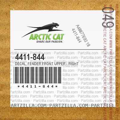 4411-844 Decal, Fender Front Upper - Right