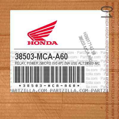 38503-MCA-A60 RELAY, POWER (MICRO ISO 4P) (NA USE ALT:38503-MCA-A61)