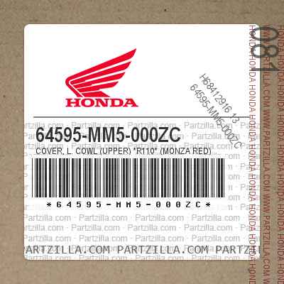 64595-MM5-000ZC COVER, L. COWL (UPPER) *R110* (MONZA RED)