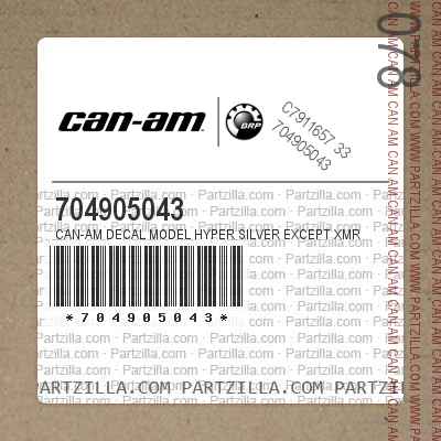 704905043 CAN-AM DECAL Model Hyper Silver Except XMR