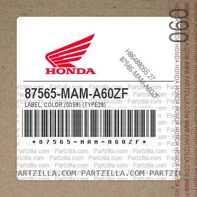 87565-MAM-A60ZF LABEL, COLOR (G159) (TYPE29)