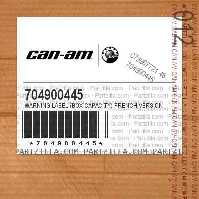 704900445 Warning Label (box Capacity) French Version