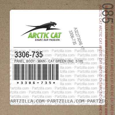 3306-735 Panel, Body - Main - Cat Green (inc. 2-10)