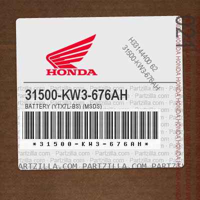 31500-KW3-676AH BATTERY YTX7L BS