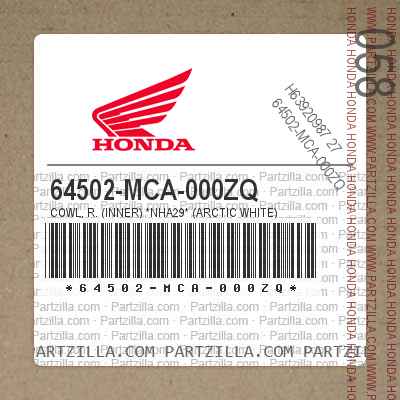 64502-MCA-000ZQ COWL, R. (INNER) *NHA29* (ARCTIC WHITE)