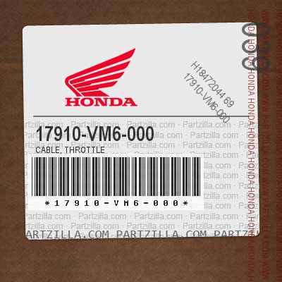 17910-VM6-000 NOS Honda Throttle Cable TRX125 W6551