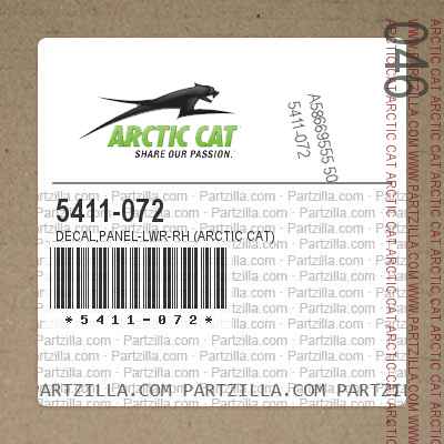 5411-072 DECAL,PANEL-LWR-RH (ARCTIC CAT)                                                                      