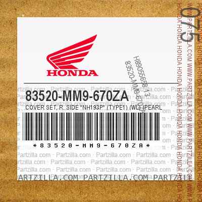 Honda 83520-MM9-670ZA - COVER SET, R. SIDE *NH193P* (TYPE1) (WL