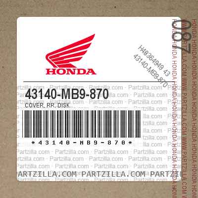 43140-MB9-870 COVER, RR. DISK