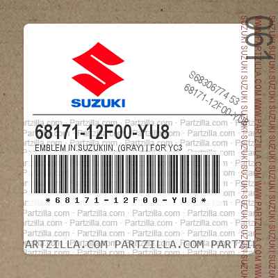 68171-12F00-YU8 EMBLEM in.SUZUKIin. (GRAY) | FOR YC3