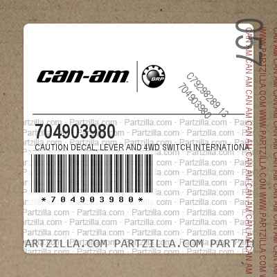704903980 Caution Decal, Lever And 4wd Switch International
