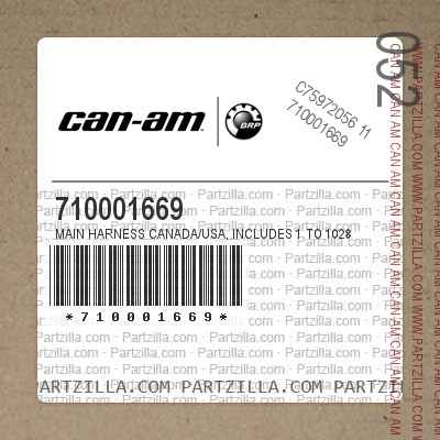 710001669 Main Harness Canada/Usa, Includes 1 to 1028