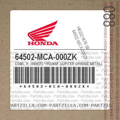 64502-MCA-000ZK COWL, R. (INNER) *YR236M* (JUPITER ORANGE METALLIC)