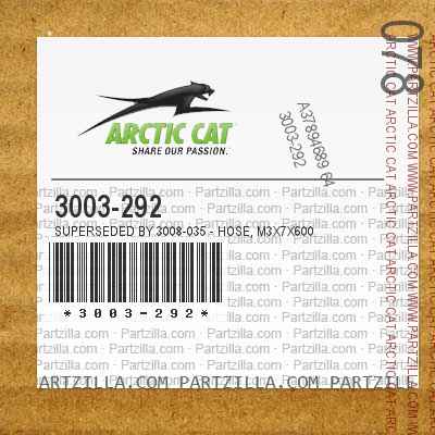 ARCTIC CAT NOS HOSE 3003-310 3008-035 M3X7X600 C075c