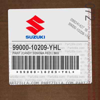 opstrøms svælg alkohol Suzuki 99000-10209-YHL - PAINT (CANDY SONOMA RED) | 90G | Partzilla.com