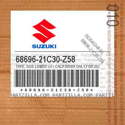 68696-21C30-Z58 TAPE, SIDE LOWER LH | CALIFORNIA ONLY,FOR 33J