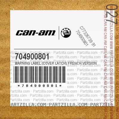 704900801 Warning Label (cover Latch) French Version