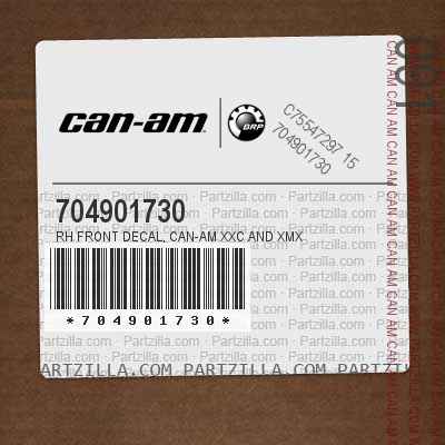 704901730 RH Front Decal, Can-am Xxc and Xmx