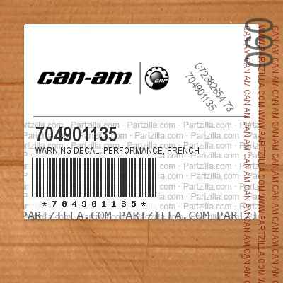 704901135 Warning Decal, Performance, French