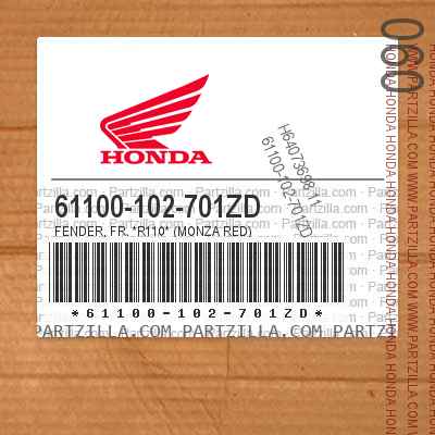 Honda 61100-102-701ZD - FENDER, FR. *R110* (MONZA RED) | Partzilla.com