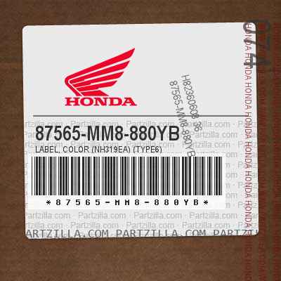 87565-MM8-880YB LABEL, COLOR (NH319EA) (TYPE6)
