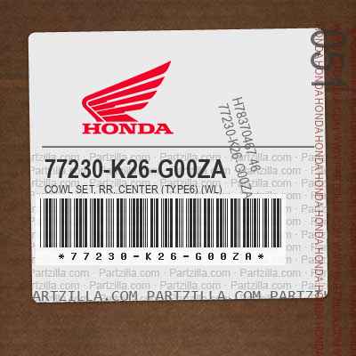 Honda 77230-K26-B00ZA *NH1* COWL  RR 