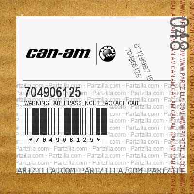 704906125 Warning Label Passenger Package CAB