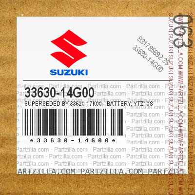 33630-14G00 Superseded by 33620-17K00 - BATTERY, YTZ10S