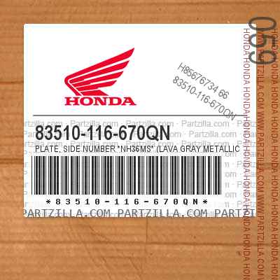 83510-116-670QN PLATE, SIDE NUMBER *NH36MS* (LAVA GRAY METALLIC SPECIAL)