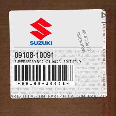 09108-10091 Superseded by 01421-1060A - BOLT,STUD