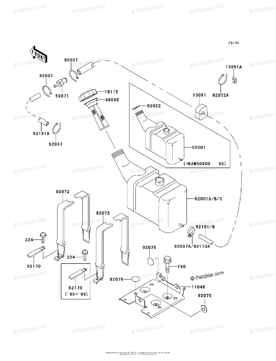 Kawasaki Jet Ski 1997 OEM Parts Diagram for Oil Tank | Partzilla.com