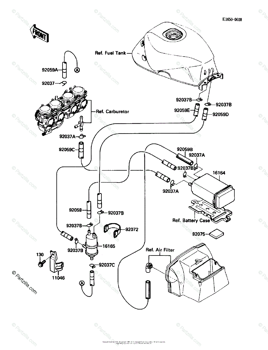 Kawasaki Motorcycle 1988 OEM Parts Diagram for Fuel Evaporative 