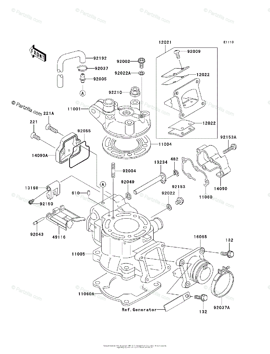Kawasaki OEM Parts Diagram for Cylinder Head & Cylinder Partzilla.com