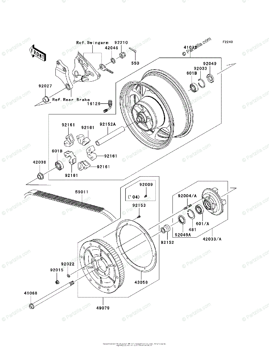 Kawasaki Vulcan 2000 VN2000 2004-2005 Rear Wheel Bearings And Seals 