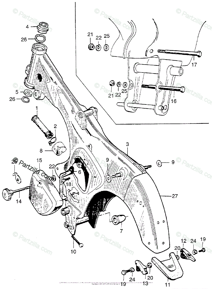 Honda Motorcycle Models with no year OEM Parts Diagram for Frame