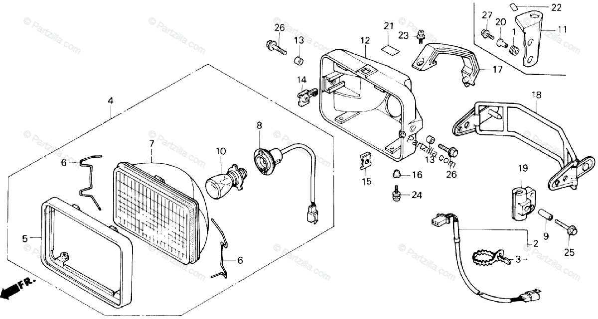 Honda ATV 1985 OEM Parts Diagram for Headlight | Partzilla.com Honda 300 Wiring Diagram Partzilla