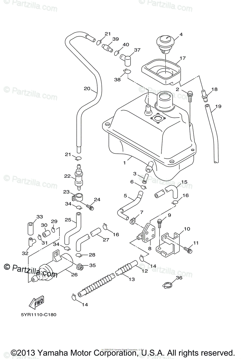 Yamaha Scooter 2007 OEM Parts Diagram for FUEL TANK | Partzilla.com