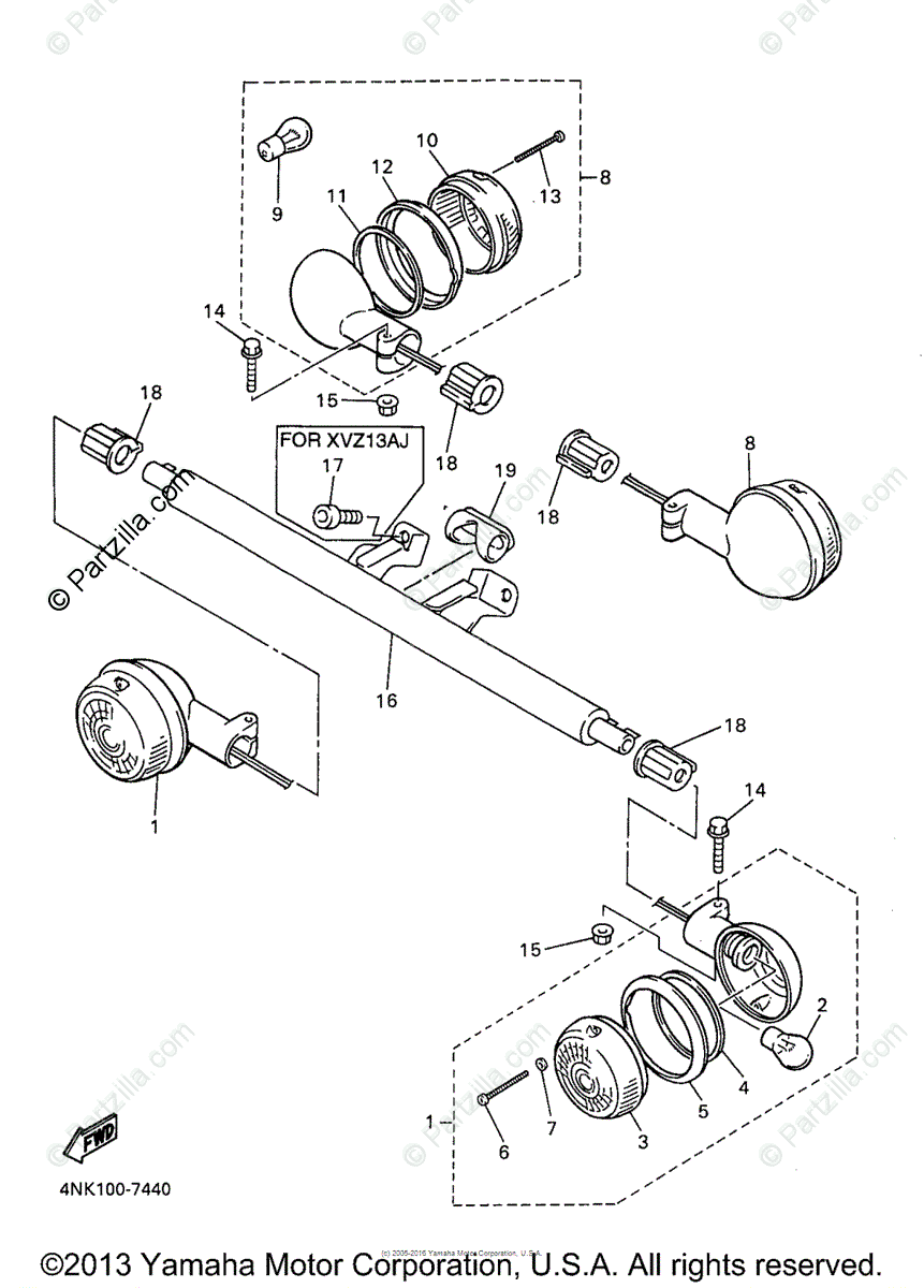 Yamaha Motorcycle 1997 OEM Parts Diagram for Flasher Light | Partzilla.com